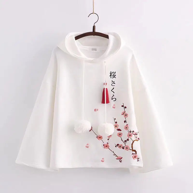 Embroidery Hoodies Women Aesthetics Hooded Baggy Kawaii Clothes Designer Streetwear Teens Personal Chinese Stylish Spring Cozy