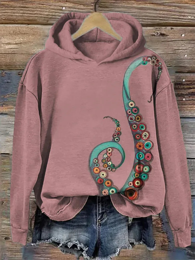 Hoodies Sweatshirts Printed Crewneck Blue Ocean Tentacles Casual Colors Outdoors Sports Harajuku Streetwear Women Men Clothing